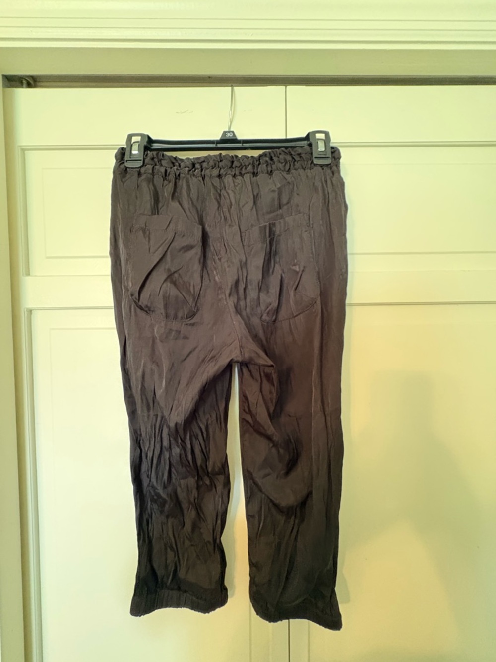 Black Women's Satin Elastic-Waist Capris - Dressy or Casual Fit